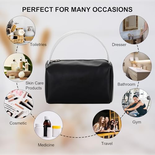 4 Pack Portable Toothbrush Cases, Breathable Plastic Holders and Leather Travel Toiletry Bags, Organizers for Home, Business, Camping（black）