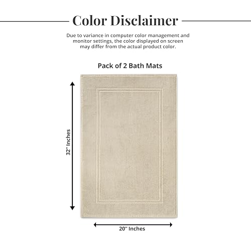Tens Towels Pack of 2 Bath Mats 100% Cotton, 20 x 32 Inches, Super Absorbent, Hotel Quality Premium Floor Towels, Luxurious, Soft & Quick Dry, Not a Bathroom Rug, Beige - color: Beige