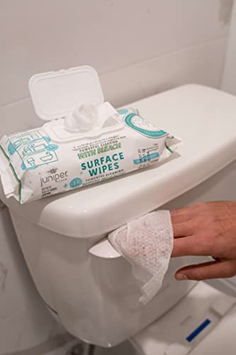 Juniper CLEAN 24 Pack Surface Cleaning Wipes with Bleach, All-Purpose Cleaner for Bathroom, Kitchen, Office, 1728 Count Soft Flow, Fresh Scent, Lint Free & Durable - size: 72 Count (Pack of 24)