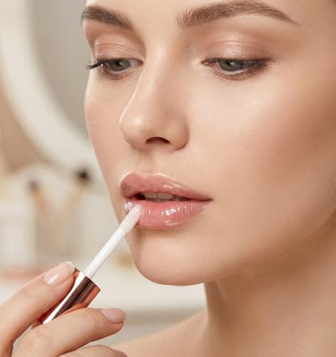 12 Pcs Mini Empty Lip Gloss Containers, Clear 1.2ml Refillable Lip Gloss Tubes with Rubber Insert & Brush, Portable Plastic Lip Balm Bottles for Samples, Travel & DIY Cosmetics