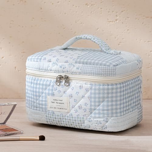 HBselect Quilted Makeup Bag, 3PCS Cotton Large Travel Makeup Bag, Cute Floral Coquette Make up Bag Cosmetic Bag Toiletry Bag for Women Girls - color: A-3PCS-Floral 38