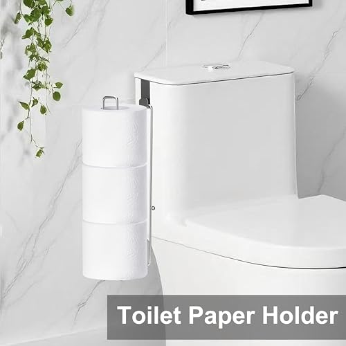 Toilet Paper Holder with Storage Extra 6 Roll Tissue, Over The Tank Toilet Paper Roll Holder Wall Mount, Brushed Nickel and Chrome Tissue Holder for Bathroom, RV Toilet Paper Holder with Shelf, 2Pcs - color: Silver, 2pcs, 12.99in