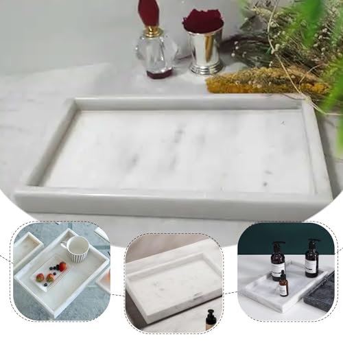 Natural Marble Tray, Stone Tray for Bedroom/Bathroom/Kitchen/Vanity Countertop, Jewelry Tray for Rings Earrings Necklace Bracelet Watch, Room Decor Aesthetic - color: Precious Black, size: 11.8" x 5.1" x 1.2"