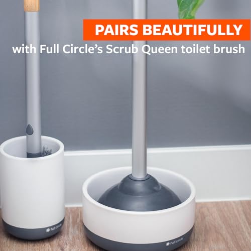 Full Circle Royal Plunge - Bathroom Toilet Plunger with Ceramic Holder and Instant-Dry Coating for Mold & Mildew Prevention, Easy to Clean & More Hygenic, White - color: Starter Kit, style: Plunger