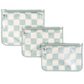 Tiny Twinkle Diaper Bag Organizing Pouches|3 Pack Mess-Proof Clear Front Travel Organizer Bags&TSA Approved Toiletry Bag Set for Baby and Mom Essentials - color: Sage Checkers