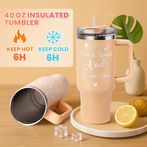 Mothers Day & Birthday Gifts for Women - Tova's Creations 13-Piece Vanilla Coconut Spa Gift Basket with 40 OZ Tumbler & Luxury Flannel Blanket for Mom, Wife, Grandma - color: Tan