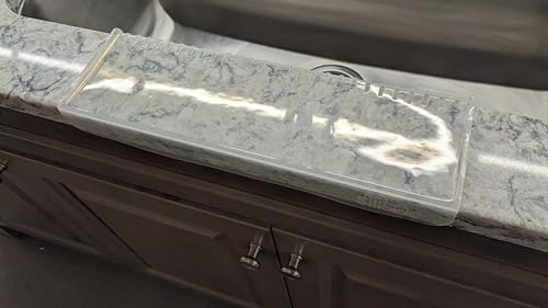 SiliProducts SiliSink Silicone Edge Guard for Kitchen Sink - Fits 3.75” - 4” Wide - The Original Silicone Sink Edge Protector with Sponge Caddy - Splash Guard, 14” Clear Diamond - color: Clear Diamond, size: 4in x 14in