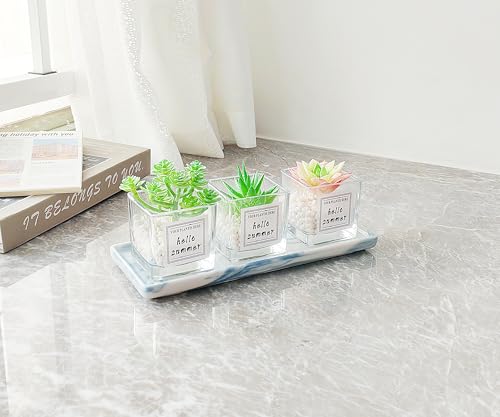9.2" Porcelain Small Bathroom Narrow Tray - Blue | Mini Ceramic Countertop and Vanity Tray for Cosmetics, Perfume, Jewelry, Candle - Soap Tray for Kitchen Counter - color: Blue, size: 9.2" x 3.6" x 0.6"