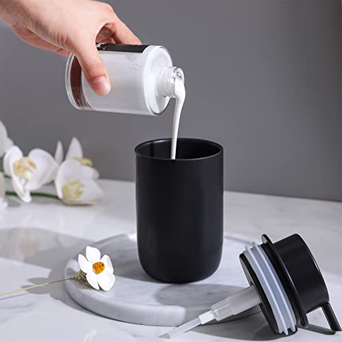 Black Soap Dispenser Set- Modern Ceramic Hand Dish Soap Dispenser for Bathroom Refillable Liquid Lotion Soap for Farmhouse Kitchen Decor Dish 2 Pack - color: 2pcs Black, size: Liquid dispenser