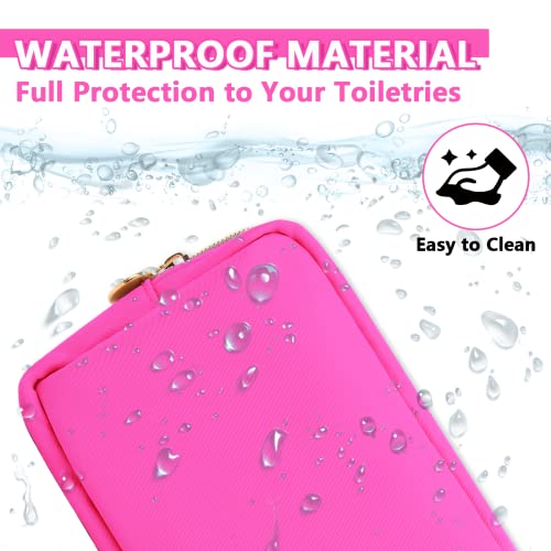 UIXIZQ Small Makeup Pouch for Purse, Nylon Travel Toiletry Storage Pouch Cute Preppy Cosmetic Bag for Women Girls, Waterproof Makeup Organizer Skincare Bag Purse with Zipper (Small-Bubblegum) - color: Bubblegum, size: Small