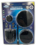 Diamond Shine 5-Piece Firm Bristle Drill Brush Set with 6” Extension Rod – Black Nylon Power Scrubber, 2-5 Inch Heads for Tile, Grout, Tubs & Outdoor Cleaning