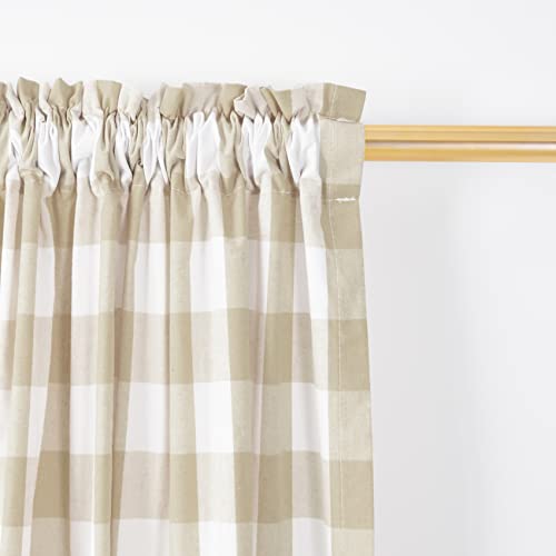 3 Pc Cotton Classic Country Farmhouse Kitchen Window Curtain -Beige & White Buffalo Check Tier & Valance Set, 54" x 18" / 27" x 24" - color: Plaids Beige&white, size: 27"W x 24"L (Pack of 3)
