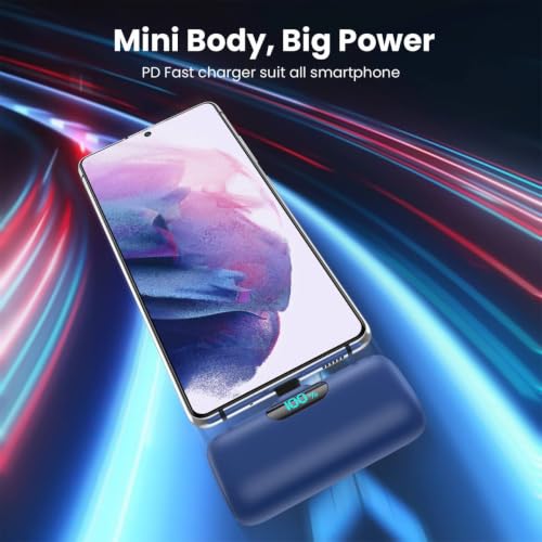[2-Pack]Portable Charger for iPhone 17/16/15,Mini Power Bank 5000mAh PD USB C Portable Phone Charger,Travel Essential Battery Pack for iPhone 17/17 Air/16/16 pro/15/15 pro Max/Android/Samsung/Moto/LG - color: Blue+Black