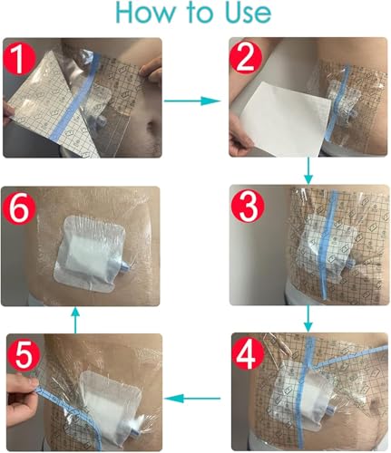 Waterproof Catheter Shower Cover,Shower Protector Dialysis Catheter Pd Picc Line Shower Cover Wound Bandage,Bathing Water Barrier Protector Non Adhesive Dressing (25pcs) (6 x 6 Inch) - size: 6 x 6 Inch