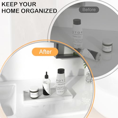 Silicone Bathroom Vanity Tray, 7.8 x 3.9 Inch Perfume Trays for Dresser, Soft Organizer Tray for Makeup, Jewelry, Rings, Non-Slip, Waterproof Small Tray for Bathroom Counter, Marble White - color: Marble, size: 7.8" x 3.9" x 0.8"