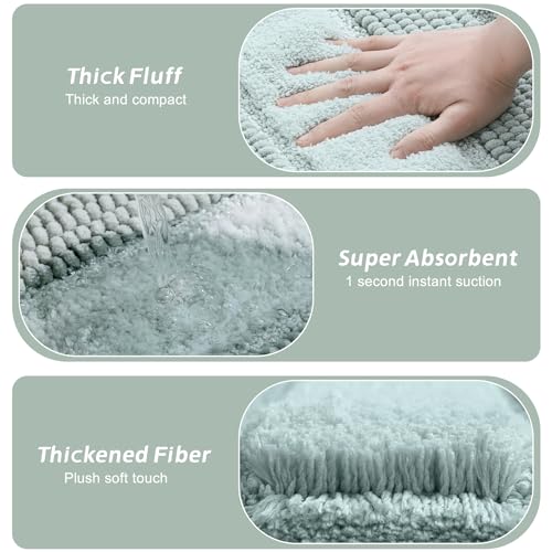 Kmson Ombre Chenille Bathroom Rugs Mat, 17"x24" Non-Slip Bath Mat for Bathroom Floor & Bathtub, Ultra Soft Washable Shaggy Bath Rugs, Fluffy Thick Water Absorbent Microfiber Shower Mat Green - color: Light Green Rug, size: 17" x 24"