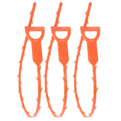 3 Pack 20 Inch Drain Clog Remover Snakes Orange | Hair Cleaning Tool Effective Drain Snake Auger Tool for Sink, Shower, Bathtub, and Toilet - color: Orange