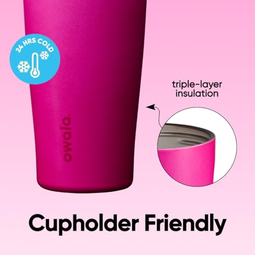 Owala FreeSip Tumbler Insulated Stainless Steel Water Bottle with Built-in Straw and Side Handle, For Travel, Work, School, and Sports, 40oz, BPA Free, Leak Proof, Read My Lips - color: Read My Lips, size: 40 Ounces