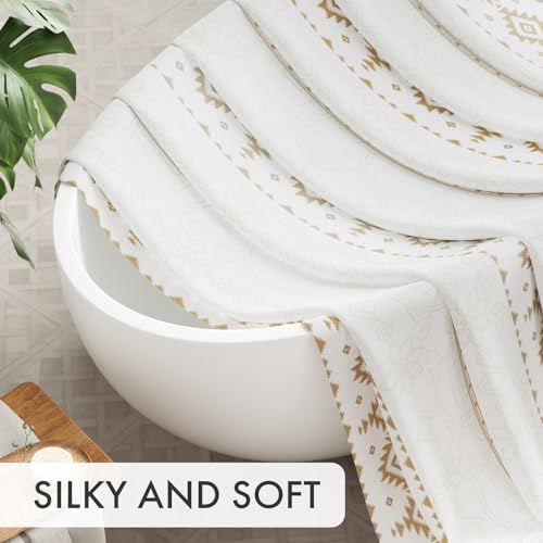 AmazerBath Boho Shower Curtain, Boho Cloth Shower Curtain with 12 Hooks, Hotel Quality Washable Rustic Farmhouse Polyester Fabric Bathroom Shower Curtain Set, 72x72 Inches - color: D- Boho Haven+12 Metal Hooks, size: 72"W x 72"L (Pack of 1)