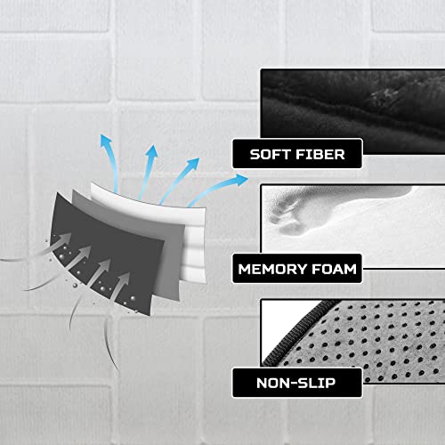 Bathroom Rug Set 5 Piece - Memory Foam Bathroom Mat Set, Soft and Comfortable, Non-Slip Thick Absorbent Bath Mats, Machine Washable, Black - color: Black/ Line