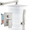 Aolemi Shower Faucet Set Rain Shower System with Handheld Spray Bathroom Shower Combo Rough-in Valve and Shower Trim Kit Included Brushed Nickel 8 Inch Wall Mount Shower Head - color: Brushed Nickel, size: 8 Inch Wall Mount Shower Head