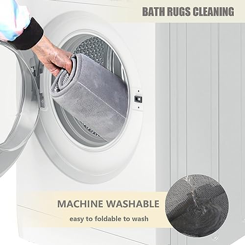 Bathroom Rugs Sets 3 Piece Memory Foam Bath Mat Machine Washable Bathroom Rug for Shower,Bath Tub,Bedroom,Water Absorb Toilet Mat,Super Soft Bath Mat Set,Light Grey - color: Light Grey