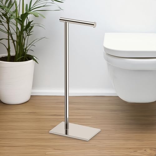 Gatco 1431PN Modern Rectangle Base Freestanding Toilet Paper Holder, 21.25", Polished Nickel with Weighted Base - color: Polished Nickel, 21.25"h