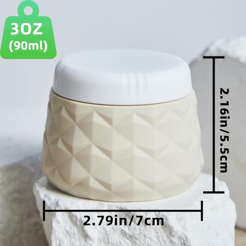 Silevoler Travel Size Containers for Toiletries, 1.7oz TSA Approved Travel Size Toiletries Silicone Cosmetic Cream Jars, Leak-Proof Refillable Containers W/Clear Bag (CREAM, 3OZ) - color: CREAM