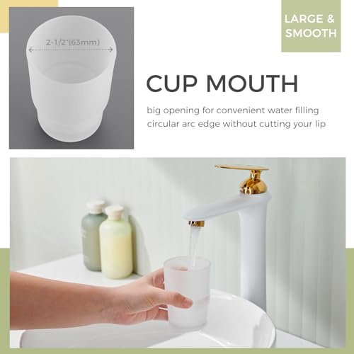 Tumbler Glass, Frosted Bathroom Rinsing Cup, Replacement Tumbler for Aomasi Toothbrush Holder - color: Frosted White