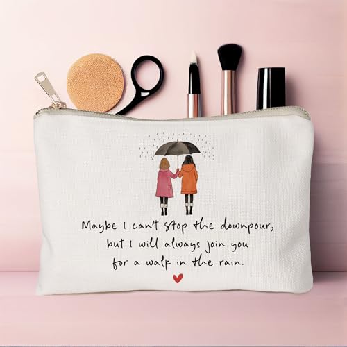 Maybe I Can't Stop The Downpour Cosmetic Bag, Tough Times Sister Gifts, Gift for Friend in Need, Friendship Support, Always Here for You, Makeup Case, Small Travel Bag, Bestie Gift - color: Always Join You
