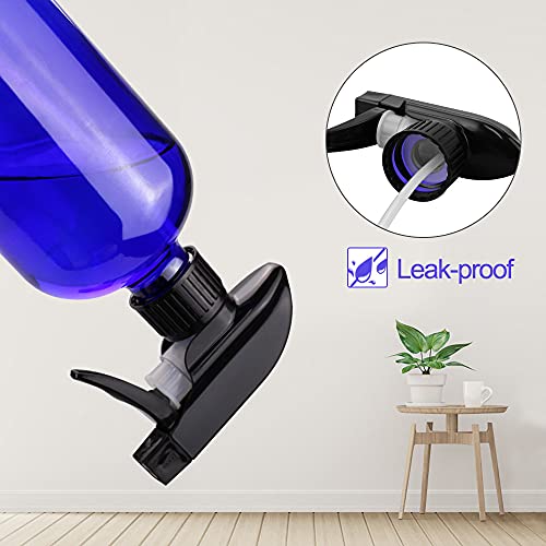 Worldgsb Glass Spray Bottles, 16oz*2+4oz*2+2oz*4 Refillable Containers, Empty Boston Round Bottles with Adjustable Nozzle for Cleaning, Gardening, Aromatherapy, Pets, Plant, Hair - Blue - color: Blue