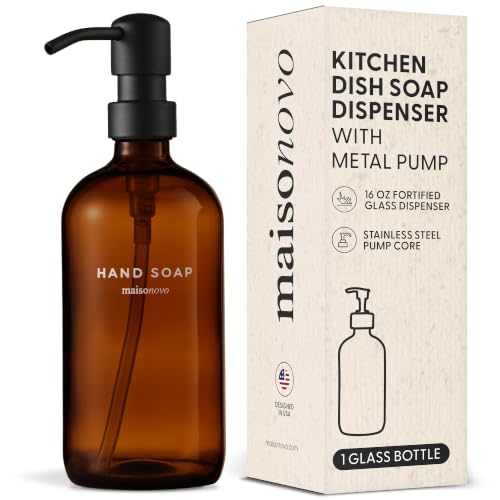 MaisoNovo Soap Dispenser 1-Piece Set | 16.9oz Amber Bottles with Black Plastic Pumps - color: Amber/Black