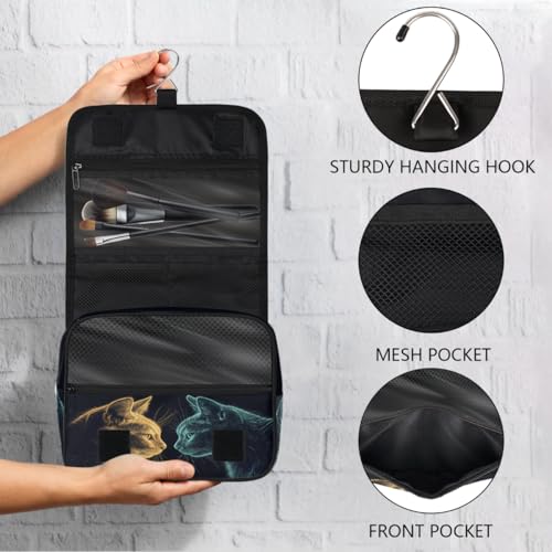 Travel Hanging Toiletry Bag for Women Girl Kinds Of Golden Emerald Blue Cat Cosmetic Bag Waterproof Makeup Organizer for Accessories, Shampoo, Full Sized Container, Toiletries for Bathroom Shower - color: E 10