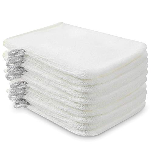 PHOGARY 10 Pack Microfiber Body Wash Mitts, Soft Face Mitten, Bath Spa Cloth, Reusable Makeup Remover Mitt Gloves, European Style Wash Cloth, 6×8 inch (White)