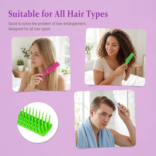 Hair Brushes in Bulk Individually Wrapped for Homeless,Plastic Hair Brush for Curly Wavy Hair,Detangling Hair Brush for Nursing Charity Hotel Shelter(Blue Rose Red White Green Brown) (Pack of 40)