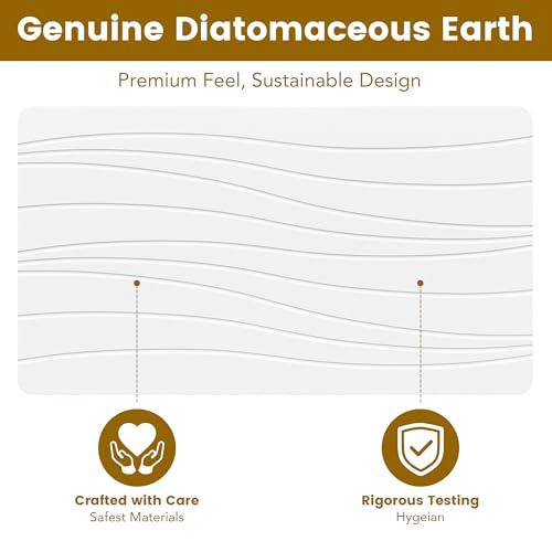 Extra Large Stone Bath Mat, 30'' x 17'' Diatomaceous Earth Non-Slip Stone Shower Mat, Super Absorbent Diatomite Stone Mats for Bathroom White XL Flow - color: White XL, size: 1'5" x 2'6" (Rectangular)
