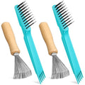Boao 4 Pcs Hair Brush Cleaning Tool Set Mini Hair Cleaning Brush Tool Wooden Handle Mini Rakes for Removing Dust Home Salon Use(Green) - color: Green