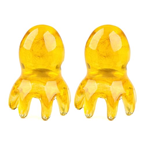 NIIIYTYB 2Pcs Head Massage Tools Scalp Massager Scraper for Deep Relaxation Acupressure Massager Japanese Spa Hair Care Tool for Home Office Travel Amber - color: Amber