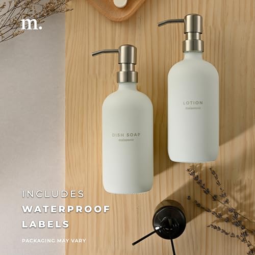 MaisoNovo Soap Dispenser 1-Piece Set | 16.9oz White Bottles with Silver Stainless Steel Pump Core - color: White/Silver
