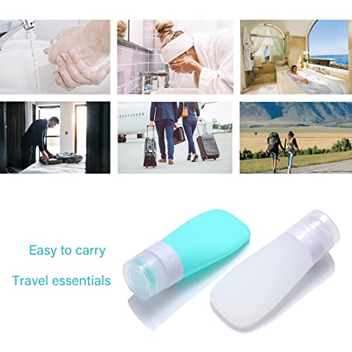 2 Pcs Silicone Travel Bottles,1.3oz Leak Proof Refillable Squeeze Containers with Transparent Carry Bag,Small Empty Travel Size Bottles for Shampoo,Conditioner,Lotion,Toiletries - color: 1.3oz Green White