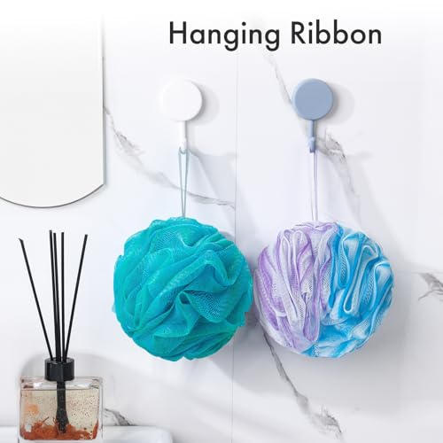 AmazerBath Charcoal Loofah Sponge, Shower Loofah 60g/PCS - Body Scrubber Loofa Set of 4 - Green, Purple & Blue, Bath Sponge for Men and Women - style: Blue-Green-Purple (60g)