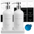 Glass Soap Dispenser Bathroom - Kitchen Dish Hand Soap Dispenser Set, Liquid Soap Lotion Dispenser with Tray, Hand Soap and Lotion Dispenser, White Bottle/Silver Pump-pd - color: White Bottle/Brushed Silver Pump + Tray