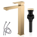 KENES Champagne Bronze Vessel Sink Faucet, Single Handle Tall Bathroom Faucet Single Hole, Bathroom Vanity Faucet with Pop Up Drain and Supply Lines, LJ-9031A-CB - color: Champagne Bronze, size: Tall
