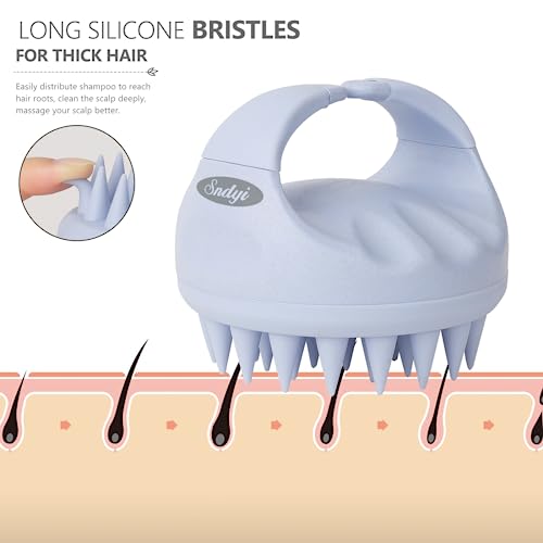 Sndyi Scalp Massager Shampoo Brush, Scalp Scrubber with Soft Silicone Bristles, Scalp Exfoliator for Dandruff Removal, Scalp Massager for Hair Growth, Wet Dry Hair Brush for Scalp Care, Sky Blue - color: Sky Blue