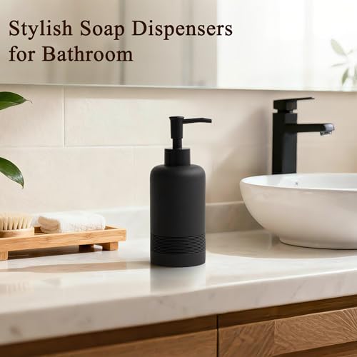 YMXYJM 2pcs/Set Hand Soap Dispenser Sets - 10.8oz Refillable Resin Liquid Soap Dispensers with Rust-Proof Pump for Bathroom Countertop or Kitchen, Classic Black - color: Black