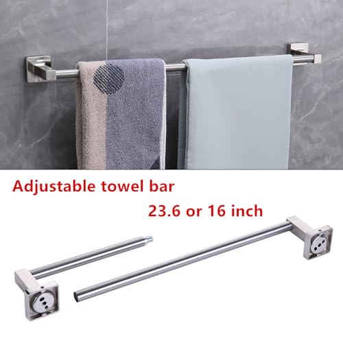 5 Pieces Brushed Nickel Bathroom Hardware Set,Wall Mounted 23.6 inch Towel Bar Set,Towel Rack Set,Toilet Paper Holder, Bathroom Accessories Set - color: Brushed Nickel