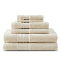 Martha Stewart - Bath Towels, Soft & Absorbent 100% Cotton Towels, Plush 700 GSM, 6-Piece Bathroom Towel Set with Textured Dobby Weave (Skyland Manor Beige) - color: Skyland Manor Beige