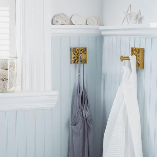 Autumn Alley 5-Piece Bathroom Hardware Set – Antique Gold (Muted, Brushed Finish – Not Shiny), Wall Mounted Towel Bar, Towel Ring, Toilet Paper Holder & Robe Hooks, Bathroom Accessories Set Complete - color: Antique Gold (Muted)