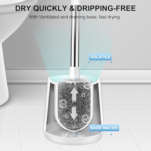 SetSail Toilet Brush 3 Pack Toilet Bowl Brush and Holder Toilet Cleaner Brush with Nylon Bristles Ventilated Toilet Brushes for Bathroom with Holder for Toilet Scrubber Cleaning, Pure White - color: Pure White, size: 3 packs