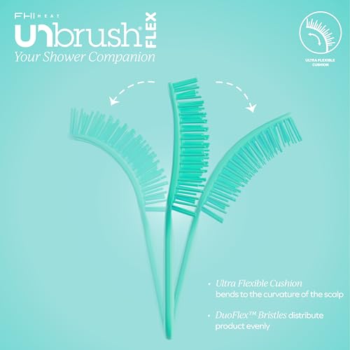 FHI Heat UNbrush Flex Detangling Brush — Ultra-Flexible, Pain-Free Hair Brush Detangler with DuoFlex Anti-Static Bristles for Removing Tangles, Massaging Scalp & Faster Styling - color: Teal